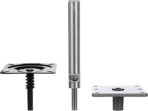 Attwood 97749-7 Swivl-Eze Lock'N-Pin Paquete de pedestal de ¾ pulgadas, acabado de aluminio cepillado, 11 pulgadas de alto, placa base de 7 x 7