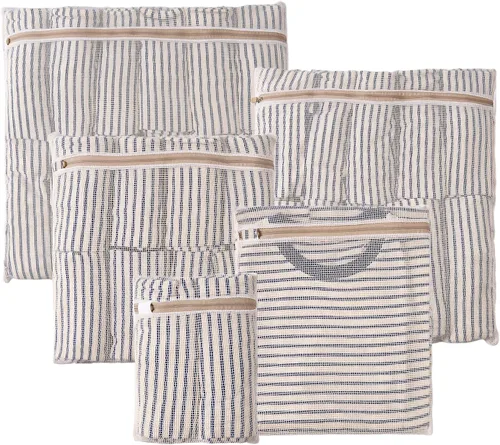 Miniatura 9 de HEAVYWOOD Bolsa de malla de algodón de 4 piezas, bolsa de lavado orgánico para lavadora, bolsas de lencería para lavar prendas delicadas