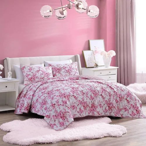 Miniatura 2 de Betsey Johnson - Juego de edredón twin, ropa de cama reversible con puntadas de diamante con funda a juego, microfibra cepillada, elementos