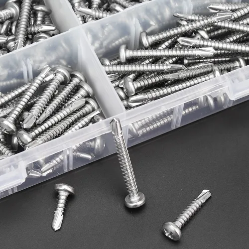 Miniatura 4 de HELIFOUNER 240 piezas #10 x 1/2", 5/8", 3/4", 1", 1-1/4", 1-1/2", tornillos autoperforantes de cabeza panorámica de 1-1/2", kit surtido de tornillos