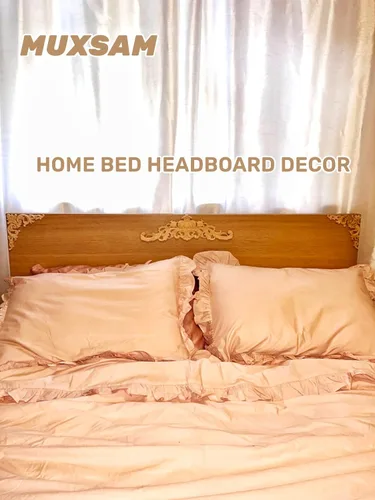 Miniatura 9 de MUXSAM Juego de 2 calcomanías decorativas de tallado en madera larga sin pintar, para pared, puerta, armario, armario, tocador, mantel, escalera