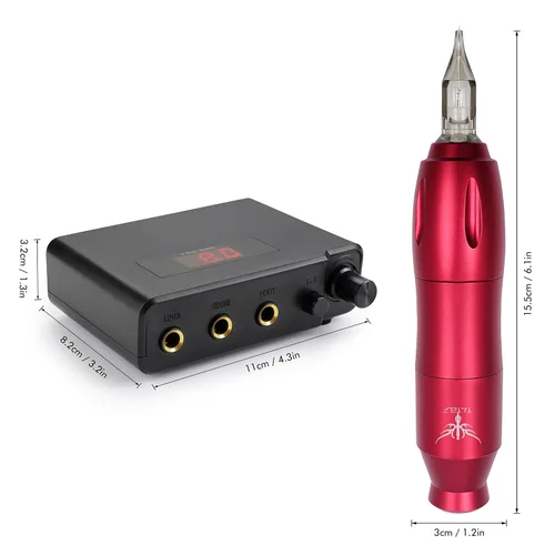Miniatura 4 de TATELF Kit de bolígrafo rotativo para tatuaje, juego completo profesional de inicio de máquina con 40 agujas de cartucho, fuente de alimentación
