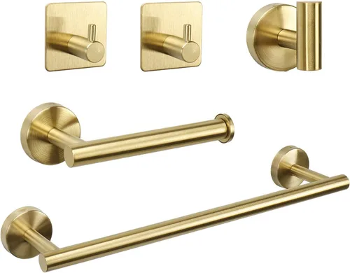 Miniatura 13 de TocTen Juego de 7 piezas de accesorios de baño, juego de barra de toalla de acero inoxidable grueso, incluye 2 toalleros de baño, soporte
