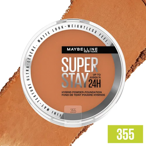 Miniatura 4 de Maybelline Super Stay Hasta 24HR Base Híbrida en Polvo, Maquillaje de Cobertura Media a Completa, Acabado Mate, 355, 1 Unidad SUPERSTAY POLVO 355