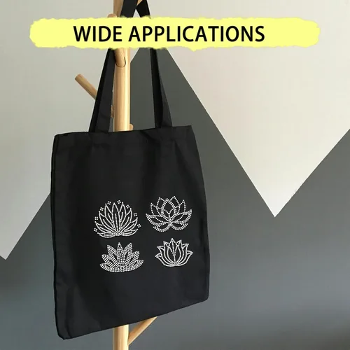 Miniatura 7 de MAYJOYDIY Art Lotus - Adhesivo de transferencia de diamantes de imitación de loto para planchar, diseño de plantas de flor de loto, adhesivo