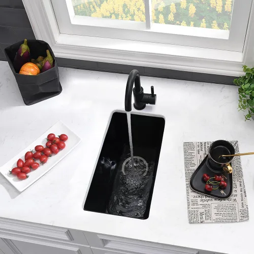 Miniatura 2 de Fregadero de barra negro Undermount-VASOYO - Fregadero de cocina pequeño de 10 x 18 pulgadas, fregaderos de cocina para exteriores, para caravana
