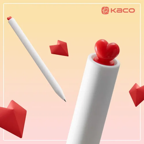 Miniatura 8 de Kaco FIRST Bolígrafos de Gel, Juego de 2 Piezas de Papelería Linda con Diseño de Corazón, Incluyen 4 Recargas Negras Extra de Secado Rápido, 2 blanco