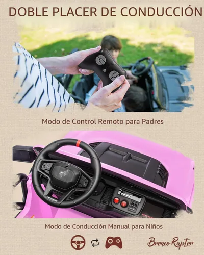 Miniatura 5 de First Ride On 24V juguetes de paseo para niños grandes, vehículos de paseo con licencia Ford Bronco Raptor de 2 plazas con control remoto, camión