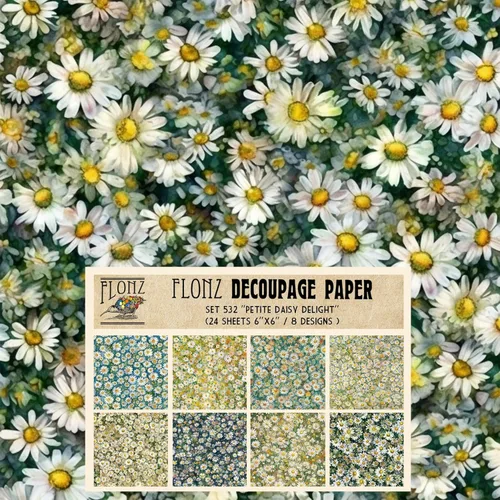 Miniatura 6 de Decoupage - Paquete de papel (24 hojas de 6 x 6 pulgadas), patrón de flores de neón FLONZ, papel de estilo vintage para decoupage, manualidades