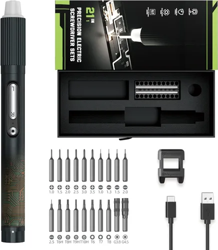 Mini destornillador eléctrico, JAKEMY destornillador de potencia de par ajustable de doble modo, destornillador de precisión magnético inalámbrico