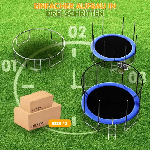 Miniatura 4 de Redkid, Trampolín para exteriores de 305/144.1 in de diámetro, trampolín infantil con red de seguridad, escalera, tabla de aro de baloncesto