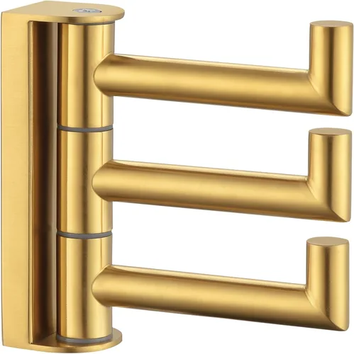 APLusee Gancho giratorio para toalla, gancho plegable de acero inoxidable 304 con tres brazos giratorios, colgador de almacenamiento flexible para