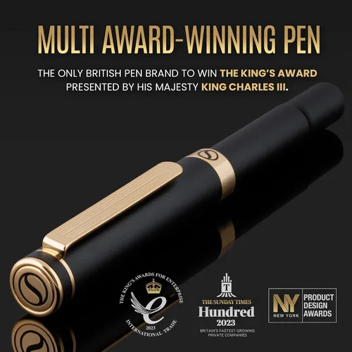Miniatura 2 de Scriveiner Bolígrafo de Bola Negro EDC de Lujo, Impresionante Bolígrafo de Bola de Bolsillo con Acabado de Oro Real, Gran Regalo para Hombres