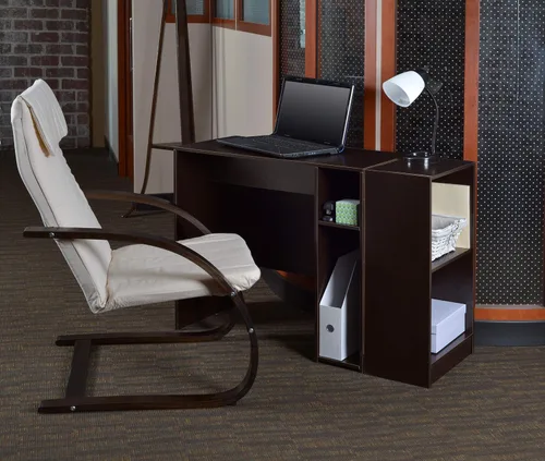 Miniatura 7 de Silla reclinable de madera curvada Niche Mia, de nogal moka/beige, Madera Metal
