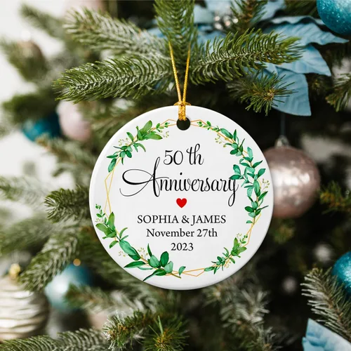 Miniatura 4 de Adorno de 50 aniversario de boda, adornos personalizados de feliz aniversario, regalo para mamá, papá, abuelos, 50 años como Mr & Mrs 2026, adorno