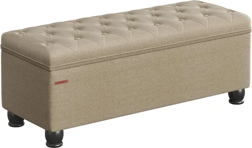 SONGMICS Otomana de Almacenamiento, Banco de Almacenamiento, Banco Acolchado para Entrada y Dormitorio, 17.7 x 46.5 x 17.7 Pulgadas, Bisagras para