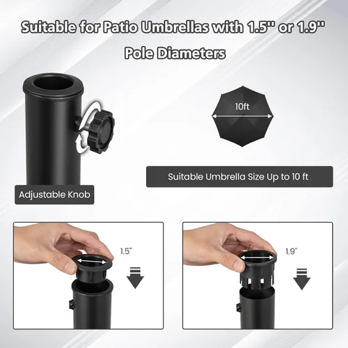 Miniatura 3 de Giantex Base de paraguas con ruedas, soporte de paraguas resistente de 52 libras con 4 ruedas bloqueables y 2 asas para postes de 1.5 a 1.9