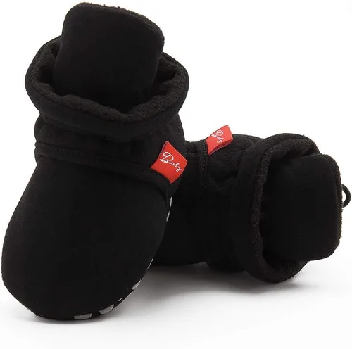 Miniatura 98 de Botines de forro polar para bebés, niños y niñas, pantuflas antideslizantes con agarre suave, zapatos de calcetín para recién nacidos, cuna