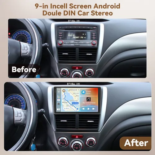 Miniatura 2 de [4+64G] Hikity Android 15 Carplay estéreo doble Din, pantalla táctil en celda de 9 pulgadas, radio inalámbrica Carplay Android Auto 5G WiFi Car