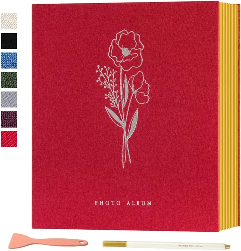 Miniatura 25 de Lanpn - Álbum de fotos autoadhesivo de lino, 40 páginas, álbum de fotos para manualidades, páginas adhesivas magnéticas, contiene fotos de 4 x 6, 7