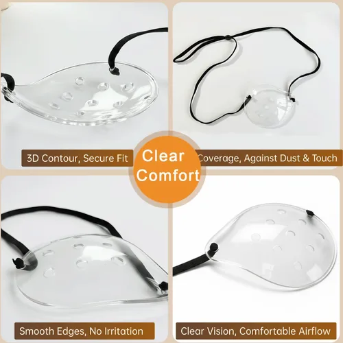 Miniatura 7 de Protector ocular para cirugía de cataratas, paquete de 2 parches médicos con correa ajustable para la cabeza para dormir después de cataratas