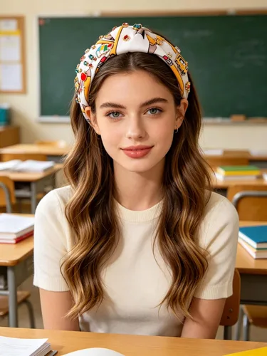 Miniatura 2 de NVENF Diadema para profesora para mujer, accesorios para profesores, diadema anudada con perlas de cristal, trajes de regreso a clases, regalos