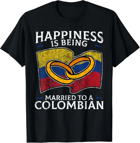 Colombia Marriage Colombia Heritage Married Flag Culture Camiseta, Negro, S