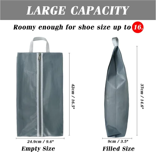 Miniatura 3 de Moyad Bolsa de zapatos de viaje para hombres y mujeres, paquete de 2 bolsas grandes XXL con cremallera, organizador de zapatos, bolsa