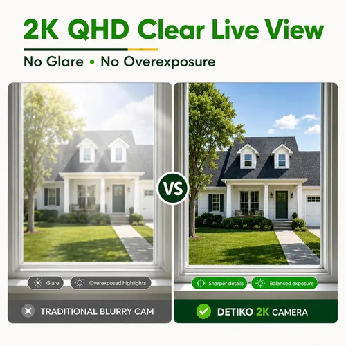 Miniatura 6 de Cámara de ventana 2K, cámara de seguridad WiFi de 5 GHz y 2.4 GHz para el hogar, visión amplia de 120°, visión nocturna a todo color, detección