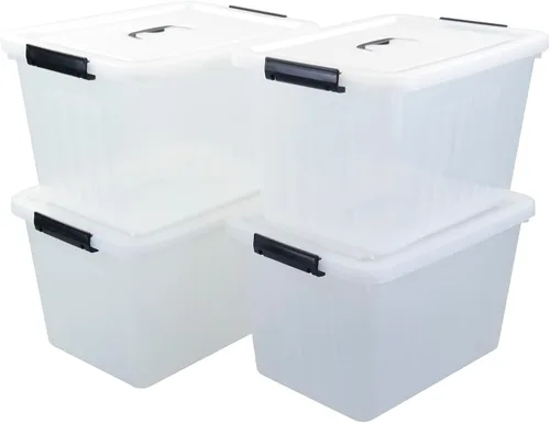 Miniatura 8 de Readsky Contenedor de plástico de 18 cuartos de galón con tapas y asa, bolsa de almacenamiento de plástico transparente, 4 paquetes
