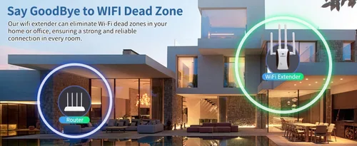 Miniatura 3 de Extensor WiFi repetidor WiFi amplificador de señal para área de hasta 10000 pies cuadrados y 50 dispositivos, antena WiFi externa x 4, puerto RJ45 x