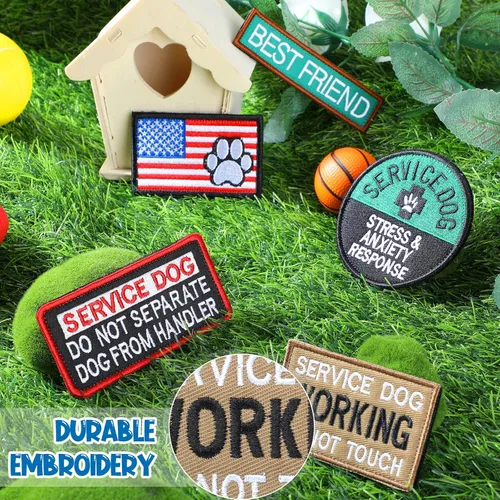 Miniatura 5 de Paquete de 25 parches tácticos para perros de servicio, parches de arnés para bordar, no mascotas, parches en entrenamiento de bandera