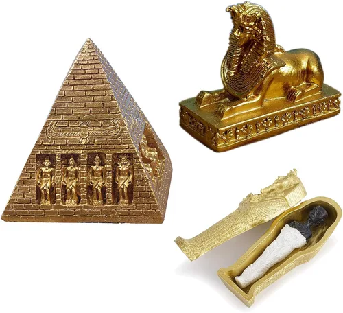 Miniatura 9 de Faraón del Antiguo Egipto para acuario, decoración de pecera, decoración (juego de 3) Esfinge, momia, sacerdote, cráneo, escultura, reptil, tortuga