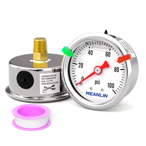 Miniatura 22 de MEANLIN MEASURE - Manómetro de presión de 0~60 psi, relleno de glicerina, esfera con cara de 1.5 pulgadas, NPT de 1/8 de pulgada, manómetro de acero