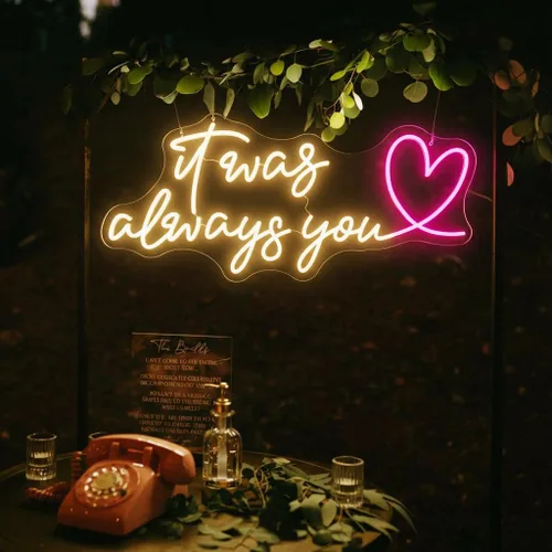 Miniatura 3 de Letrero de neón personalizado con texto en inglés «It Was Always You», letrero de neón personalizado con corazón para boda, fiesta de compromiso