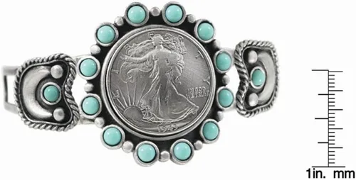 Miniatura 2 de American Coin Treasures Pulsera de plata Walking Liberty Half Dollar
