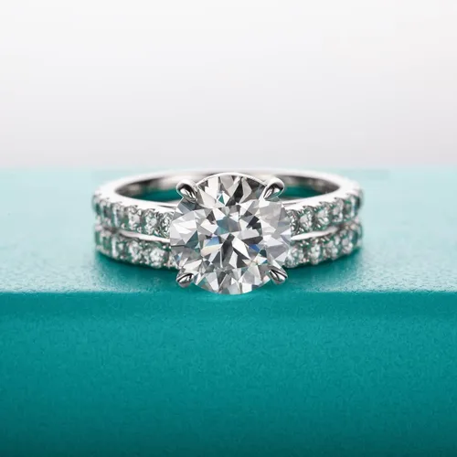 Miniatura 2 de AnuClub Total 4.14ct 3CT Center Moissanite Engagement Rings Wedding Band D Color VVS1 Round Cut 925 Sterling Silver Bridal Sets for Women