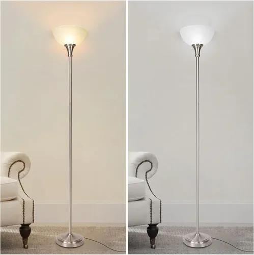 Miniatura 2 de HonoDing Lámpara de pie con pantalla de vidrio esmerilado en blanco mate - para decoración de habitación - Decoración para dormitorio - Lámpara