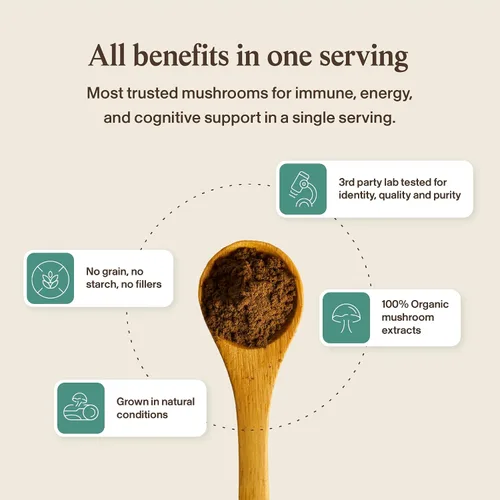 Miniatura 7 de Real Mushrooms 5 Defenders - Complejo adaptogénico de hongos con chaga, reishi, cola de pavo, maitake y shiitake para apoyo al bienestar - Cápsulas
