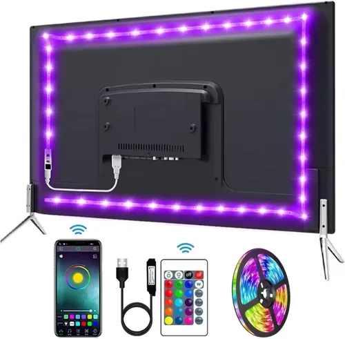 Luz LED para TV, tira de luz RGB que cambia de color, tira de luz de TV con control remoto USB para TV de 32 a 80 pulgadas, instalación rápida de
