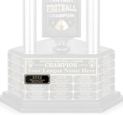 Miniatura 3 de TrophySmack Placa ganadora – Placa de nombre grabada personalizable – Premio de campeón de trofeo de fútbol de fantasía (plata o negro)