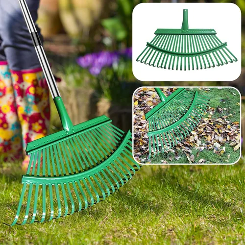 Miniatura 5 de Juego de herramientas de rastrillo de hojas de jardín 5 en 1, rastrillo de hojas ajustable de 53 pulgadas con 2 bolsas grandes para recolectar