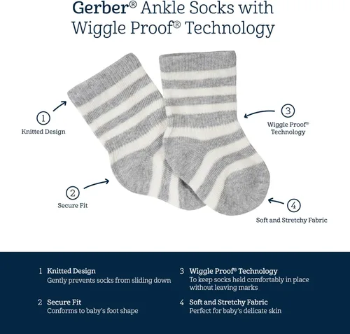 Miniatura 6 de Gerber baby-girls 8-pair Wiggle-proof Sock