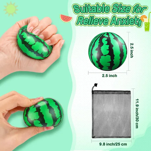 Miniatura 3 de 20 bolas de estrés a granel de 2.5 pulgadas de sandía para fiesta, mini bolas de espuma para aliviar el estrés, juguete sensorial con bolsas