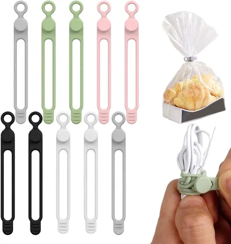 Reusable Silicone Cable Organizer, Cord Holder Wire Ties for Bundling Charger Cables, Home Office Travel Gadgets (Colorful-10pc)