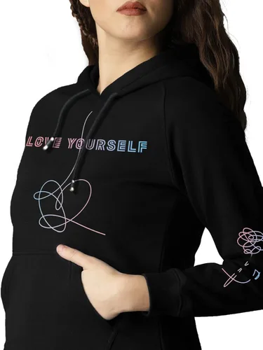 Miniatura 2 de Yuxrytue Sudadera con capucha para mujer y niña, Bangtan Boys K-POP de Jungkook Suga Jin V sin botones con cordón
