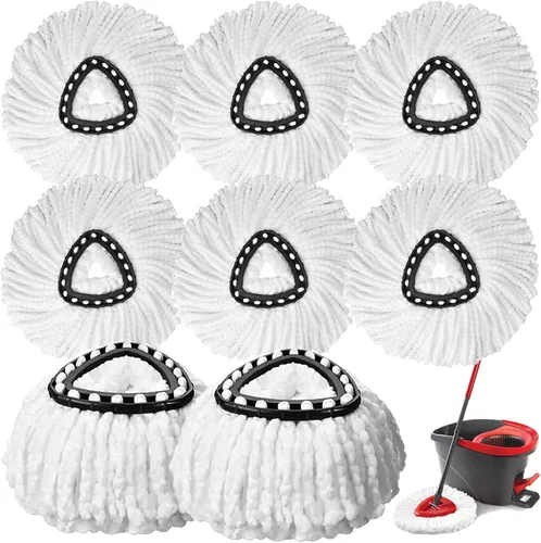 8 piezas de cabezales de repuesto para fregona giratoria, 100% de microfibra, compatibles con fregona giratoria triangular, cabezal de fregona