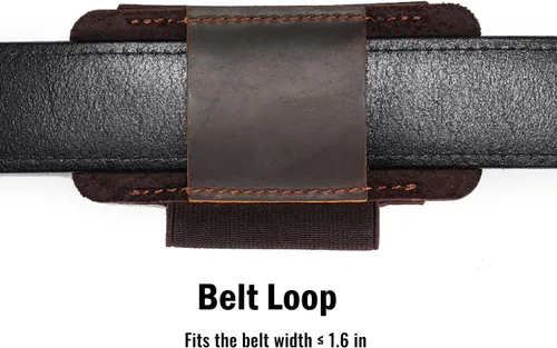 Miniatura 6 de Funda de cuchillo de cuero VIPERADE PJ33 para cinturón, funda de navaja de bolsillo horizontal con soporte elástico para bolígrafos, funda de Marrón