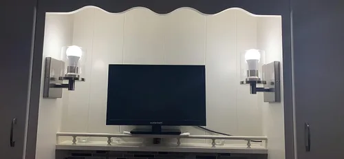Miniatura 2 de Pathson Juego de 2 apliques de pared cableados, luces de tocador de pared de baño con vidrio transparente y base E26, accesorios de montaje en pared