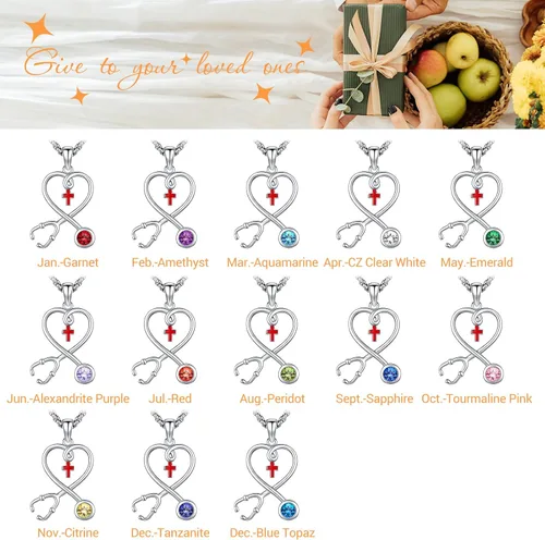 Miniatura 9 de Collar de alas de ángel de plata de ley 925, ángel de la guarda, enfermera RN caduceo, dije de ángel de cristal, joyería de regalo para mujer